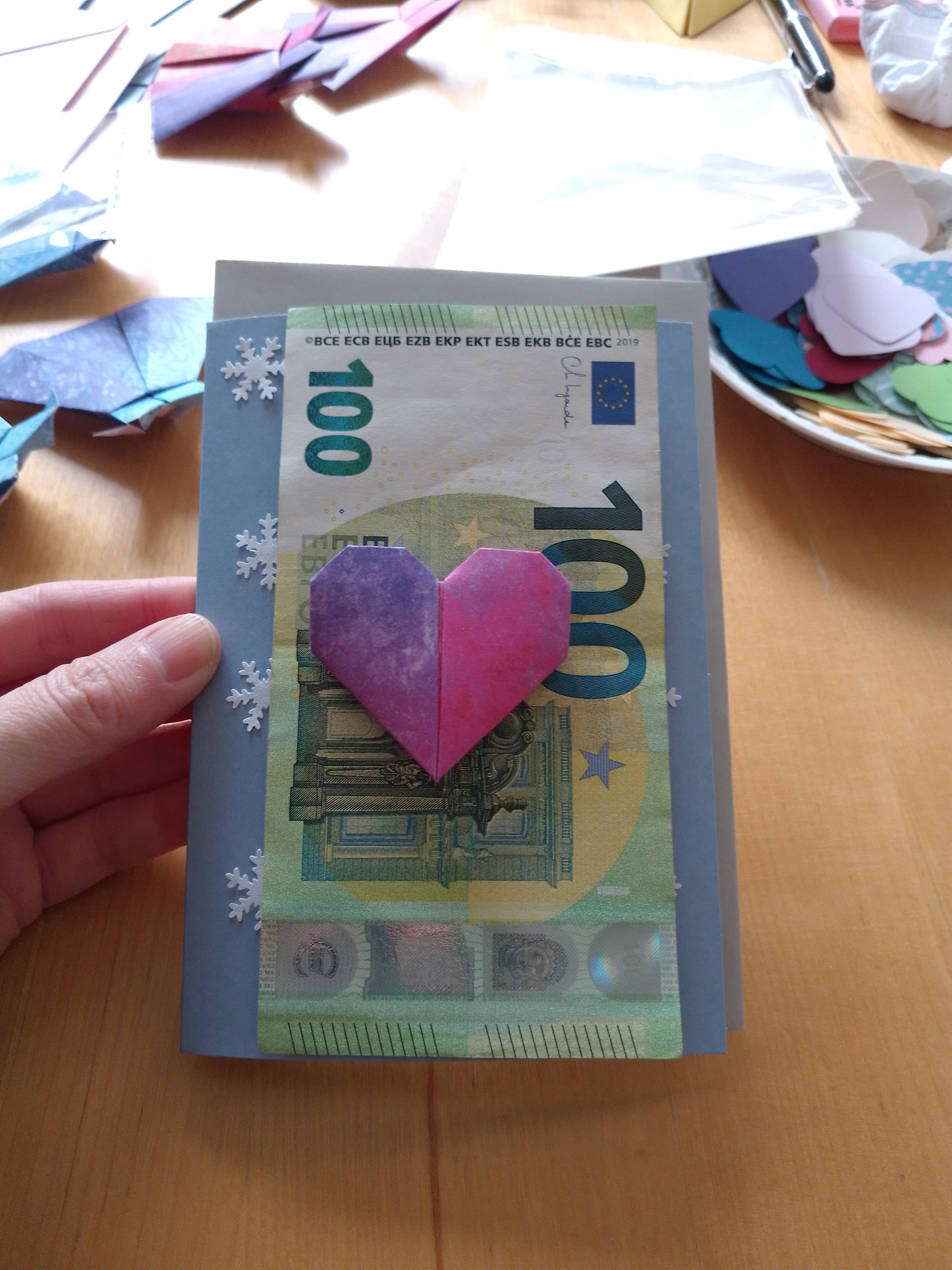 Klappkarte - Geldgeschenk, Winter - Weihnachten - Handarbeit - Herz