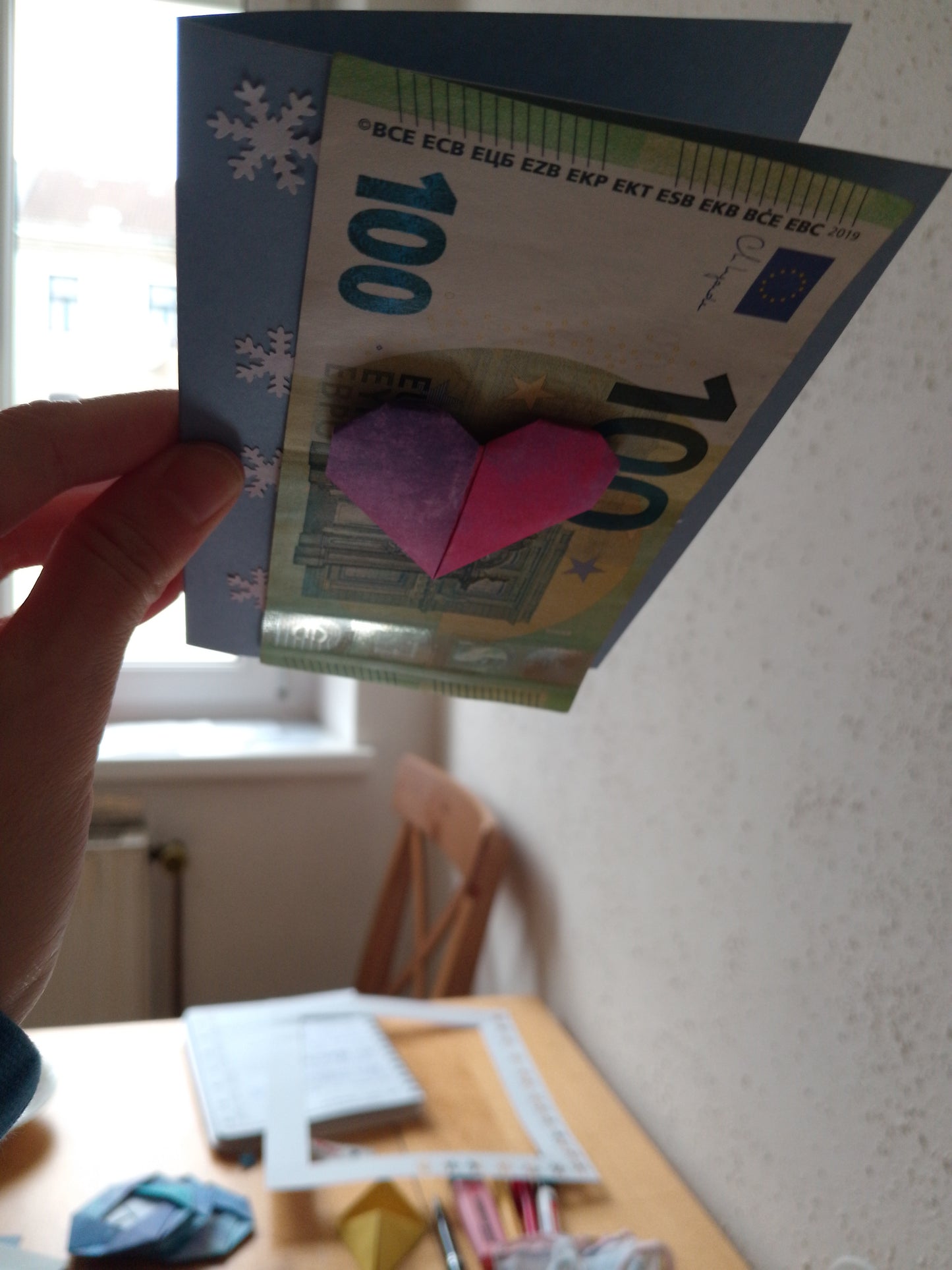 Klappkarte - Geldgeschenk, Winter - Weihnachten - Handarbeit - Herz