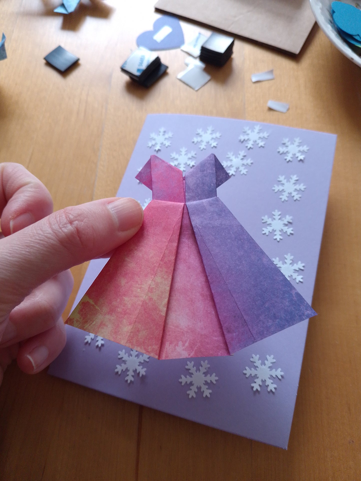 Origami - Handarbeit - Grußkarte - Klappkarte - Magnetkarte - Kunstkarte - Schneeflocken