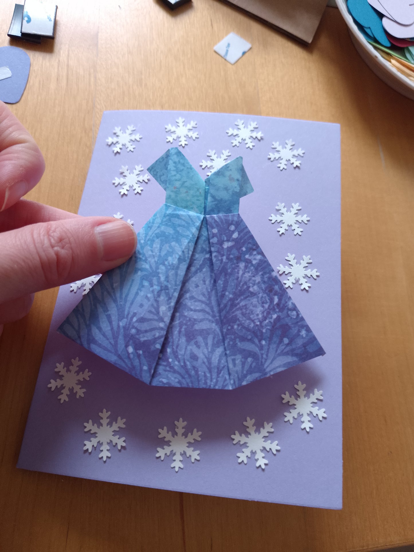 Kunst - Origami - Klappkarte mit Umschlag - Handarbeit