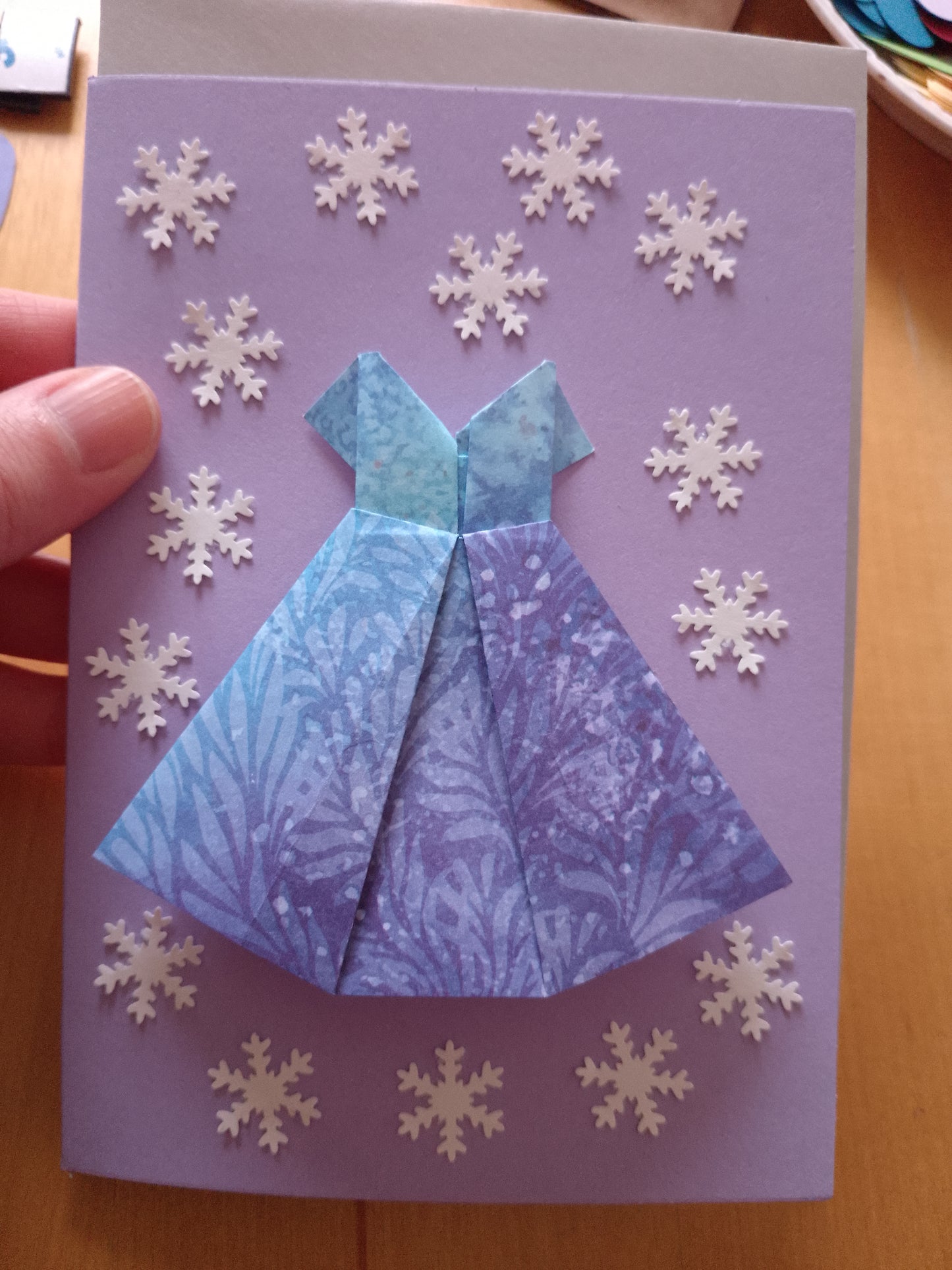 Kunst - Origami - Klappkarte mit Umschlag - Handarbeit