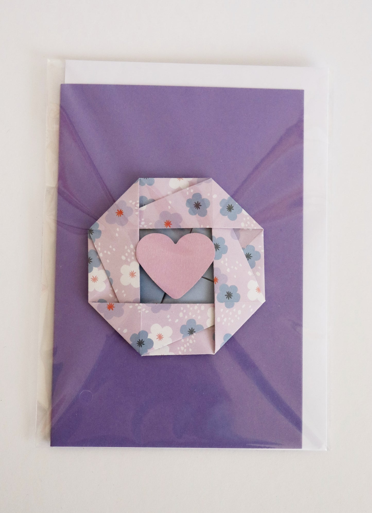 Hochzeitskarten mit Herz - Origami Magnetkarte - Grußkarte mit Briefumschlag