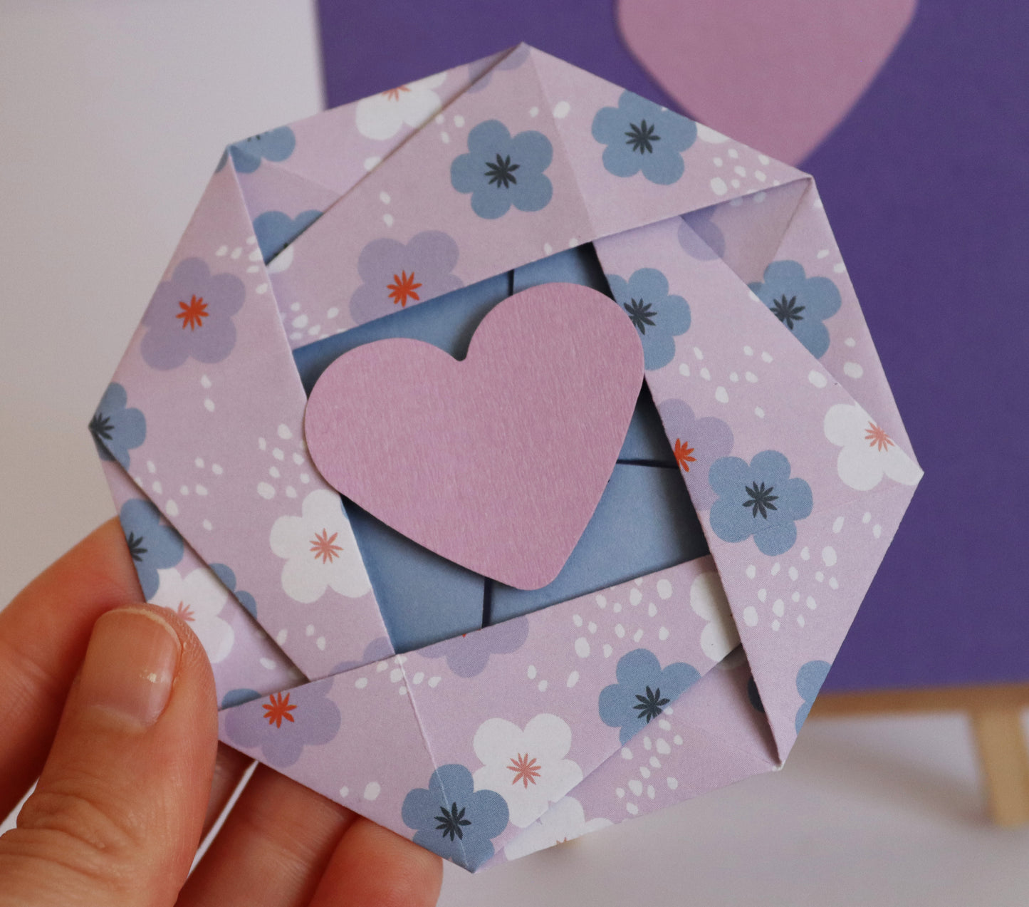 Hochzeitskarten mit Herz - Origami Magnetkarte - Grußkarte mit Briefumschlag