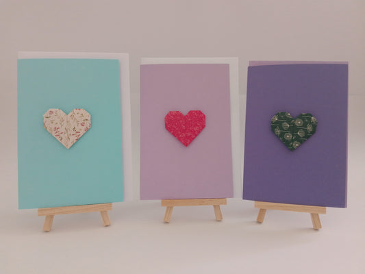 Origami Herzmagnet - 3 x Grußkarten - Billett mit Briefumschlag